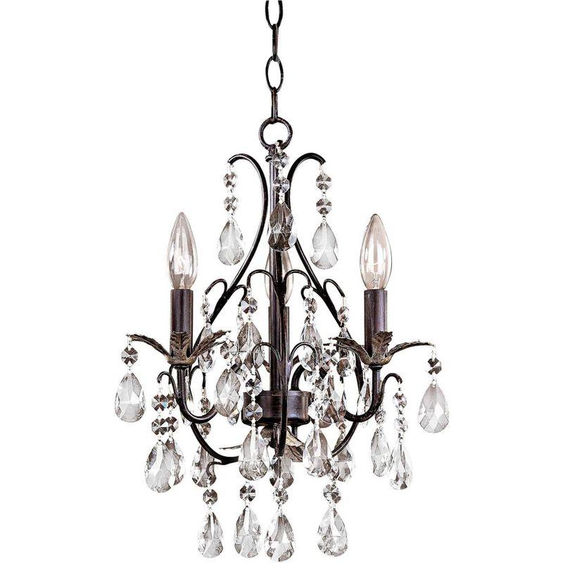 Castlewood Walnut and Silver Crystal Mini Chandelier, 3-Light