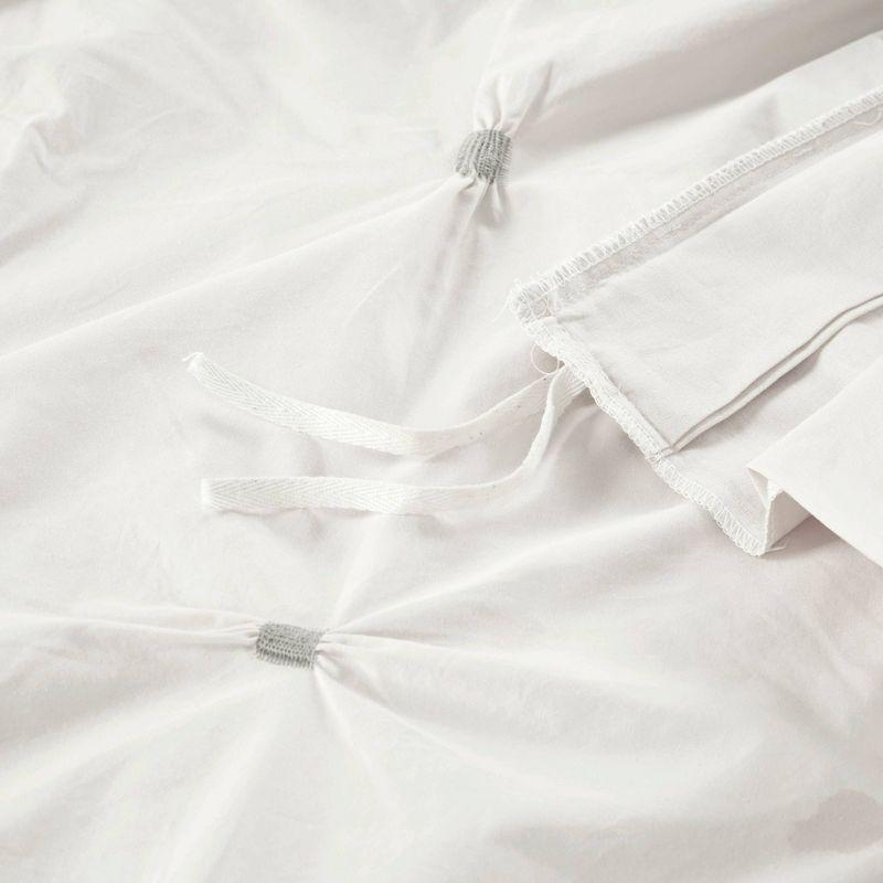 White Full/Queen Cotton Pintuck Duvet Cover Set