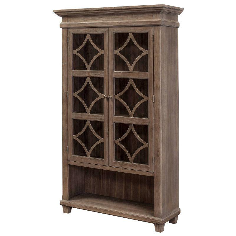 Carson 42'' Brown Traditional Lighted Display Cabinet with Diamond Metal Accents