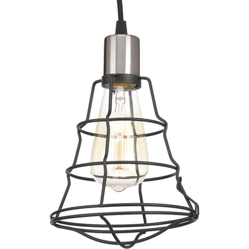 Black and Brushed Nickel Mini Cage Pendant Light