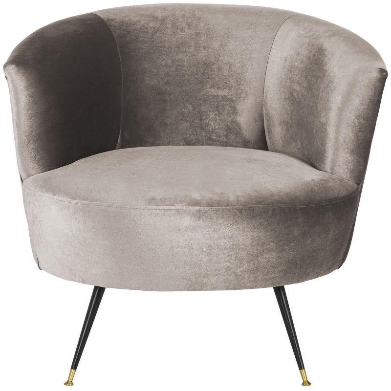 Hazelwood Gray Velvet Barrel Accent Chair with Gold Cap Legs