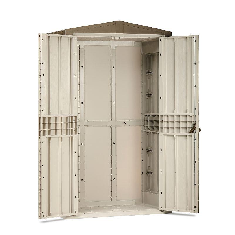 Toomax 76 Cu. Ft. Heavy Duty Weather Resistant Lockable Outdoor Garden Plastic Vertical Storage Shed Cabinet for Tools and Patio Accessories