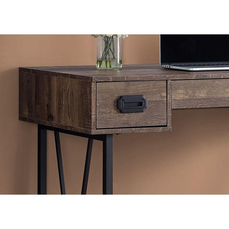 Transitional Corner Home Office Desk with 3 Drawers, Brown Reclaimed Wood