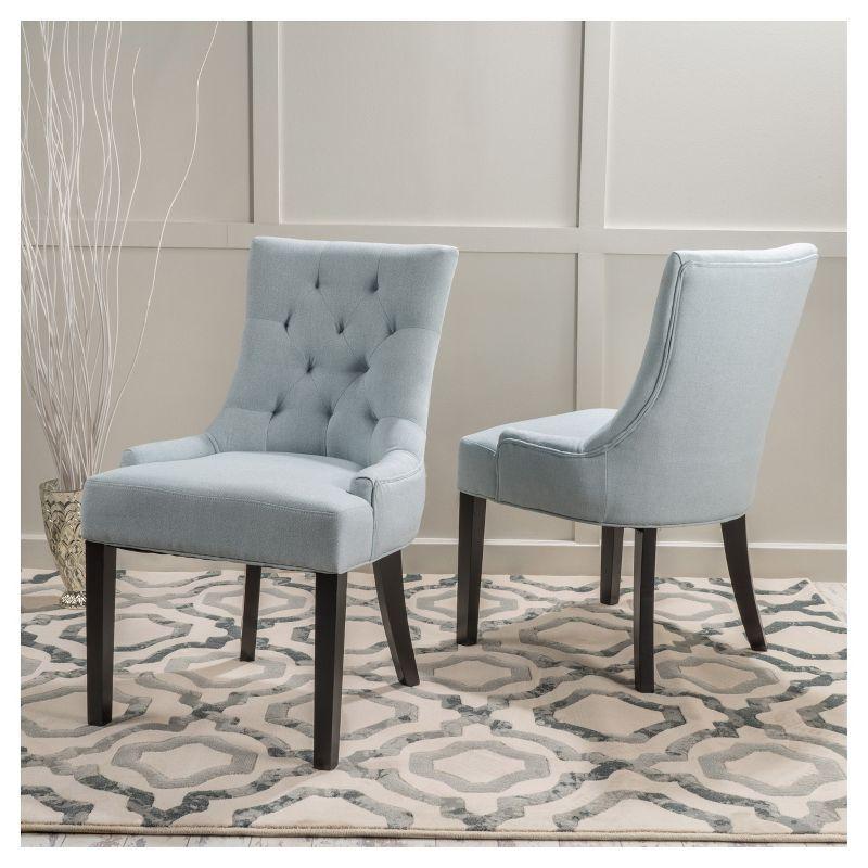 Christopher Knight Home Maggie Contemporary Tufted Armless Dining Chairs (Set of 2), Light Sky/Fabric