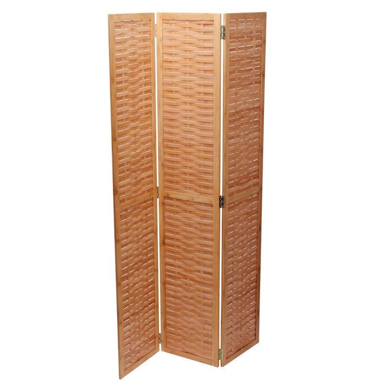 Natural Bamboo Basket Weave Folding Screen