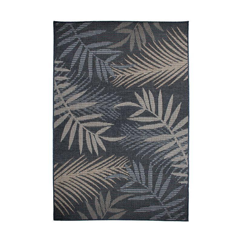 World Rug Gallery Bahama Palm Frond Indoor/Outdoor Area Rug - Blue 5' x 7'