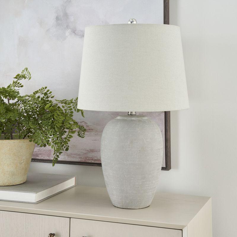 23" Grey Unglazed Ceramic Urn Table Lamp - Nourison