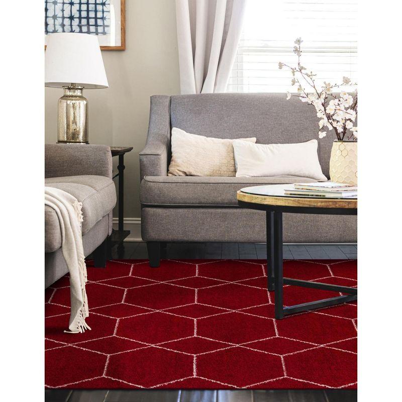 Unique Loom 8' 0 x 10' 0 Trellis Frieze Geometric Red Area Rug