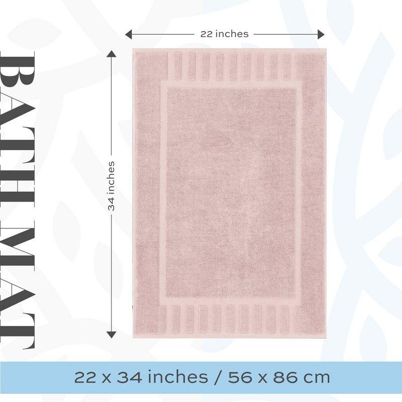 White Classic Cotton Bath Mat Floor Towel [Not a Rug] 2-Pack - 22x34" Pink