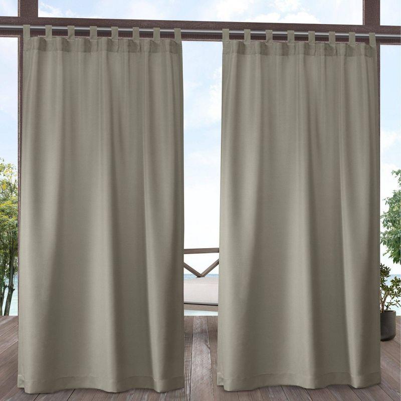 Taupe Light-Filtering Tab Top Indoor/Outdoor Curtain Panels, Set of 2