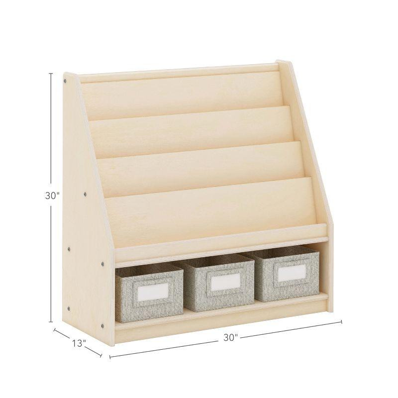 Guidecraft EdQ Book and Bin Display: Children's Wooden Multi-Purpose Bookshelf with Toy Storage for Kids' Rooms and Classroom