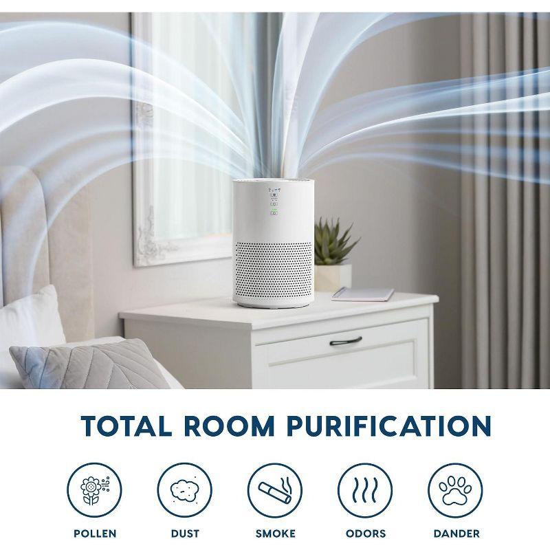 White Medium HEPA Air Purifier with Odor Absorbing Filter