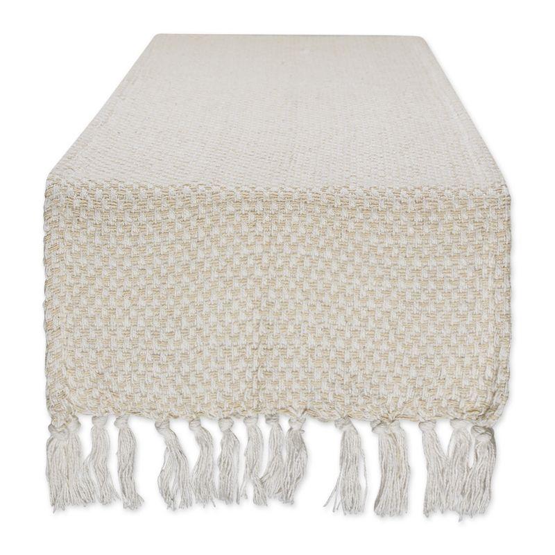 Design Imports  Woven Jacquard Fringe Table Runner, Natural, 15X72"