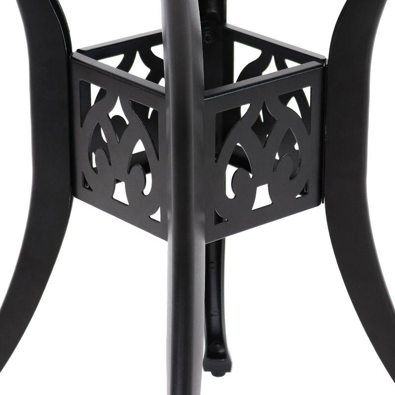 Sunnydaze 30.75" Round Sigonella Cast Aluminum Outdoor Patio Table, Black