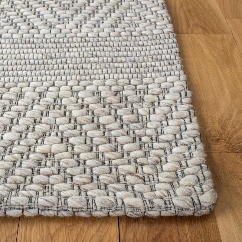 Elegant Gray Geometric Flat Woven 5'x8' Wool Blend Rug