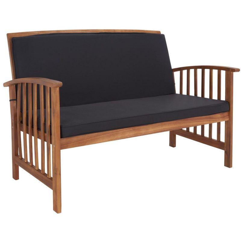 Rocklin 4 Piece Patio Outdoor Conversation Set - Natural/Black Cushion - Safavieh
