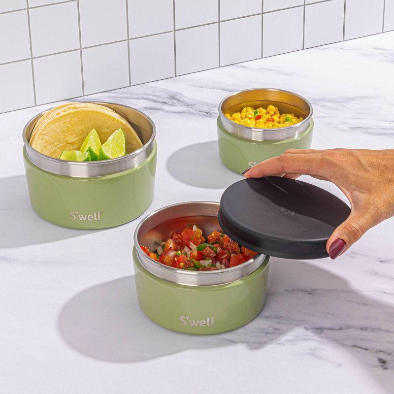S'well Food Storage Canister Set Sage: Stainless Steel, 3-Piece Kitchen Set, Dishwasher-Safe, Silicone Lids
