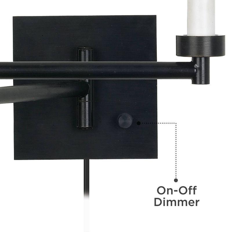 Black Metal Swing Arm Wall Lamp with Double Sheer Drum Shade