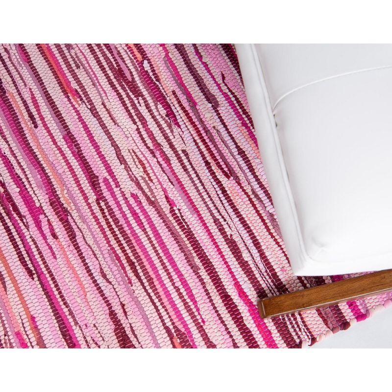 Handmade Pink Striped Cotton Reversible Area Rug