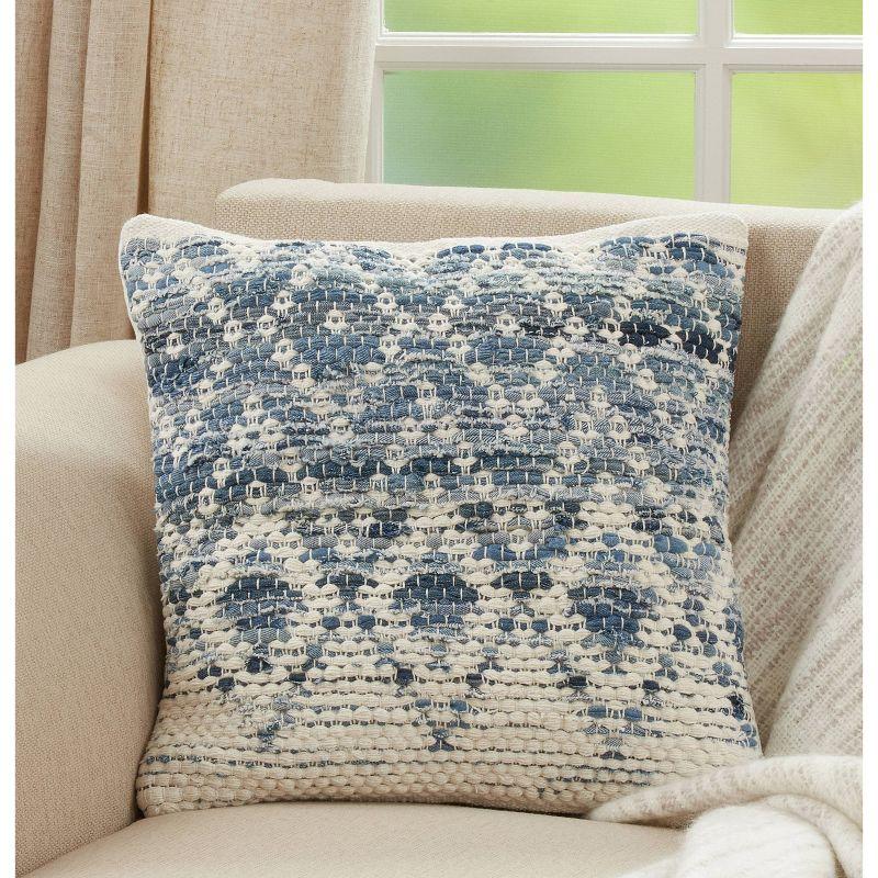 Blue Diamond Chindi Cotton Square Pillow Cover