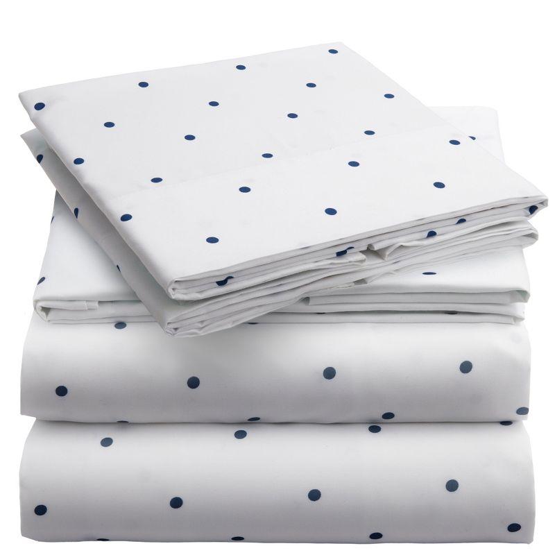 King Polka Dot Navy Microfiber Deep Pocket Sheet Set