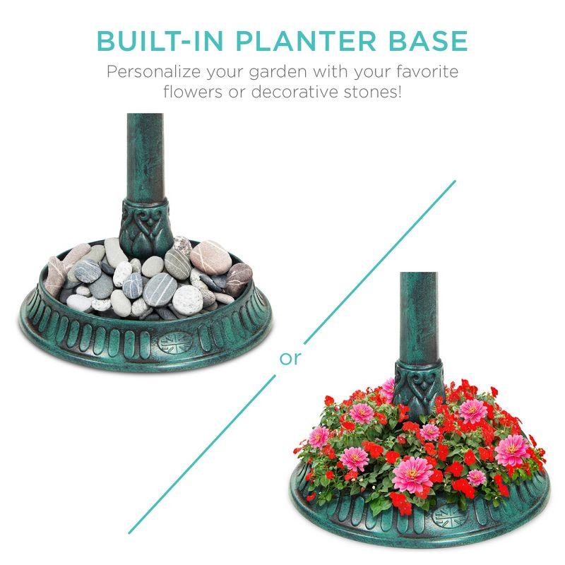 Best Choice Products Solar Outdoor Bird Bath Pedestal Fountain Garden Decoration w/ Fillable Planter Base