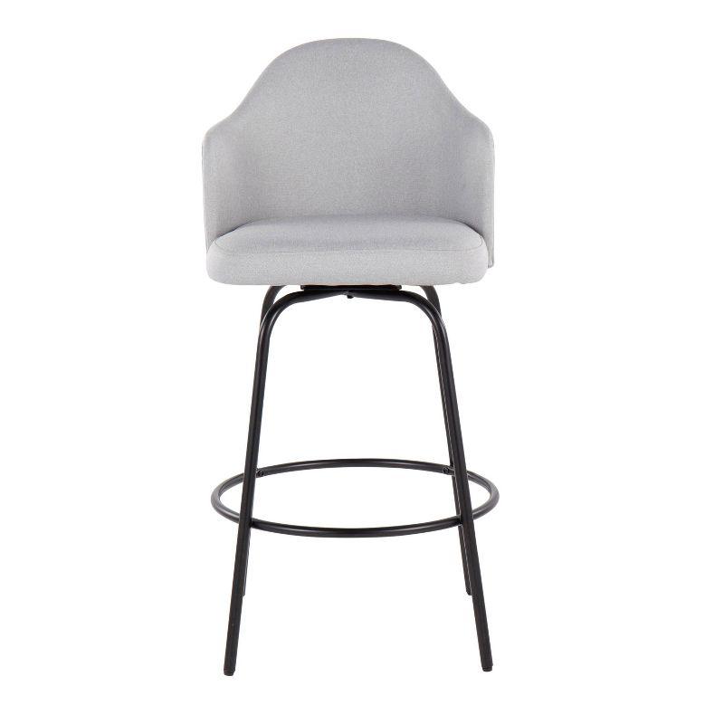 Set of 2 Ahoy Polyester/Metal Counter Height Barstools Black/Light Gray - LumiSource: Swivel Seat, 250lb Capacity, Foam Filled