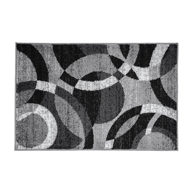 Med Grey Abstract Synthetic 26" x 3" Easy-Care Area Rug