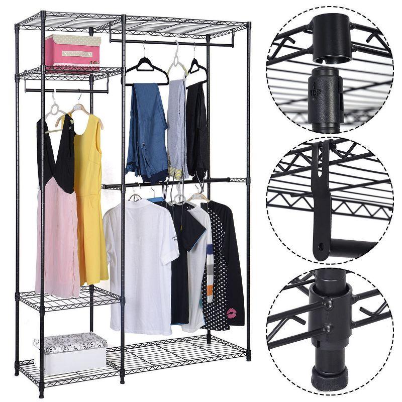 Costway 48''x18''x71'' Closet Organizer Garment Rack Portable Clothes Hanger Home Shelf