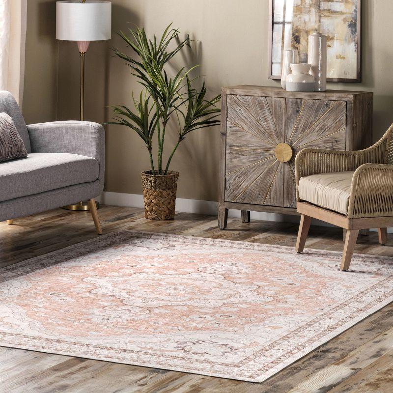 Nuloom Tracie Machine Washable Floral Medallion Indoor Area Rug