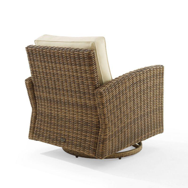 Bradenton Outdoor Steel Swivel Rocking Chair Sand/Weathered Brown - Crosley: Patio Accent, UV-Resistant