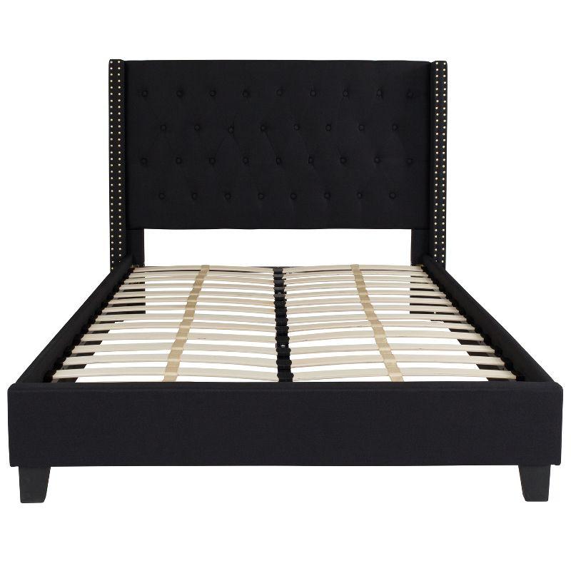 Flash Furniture Riverdale Tufted Upholstered Platform Bed with Accent Nail Trimmed Extended Sides