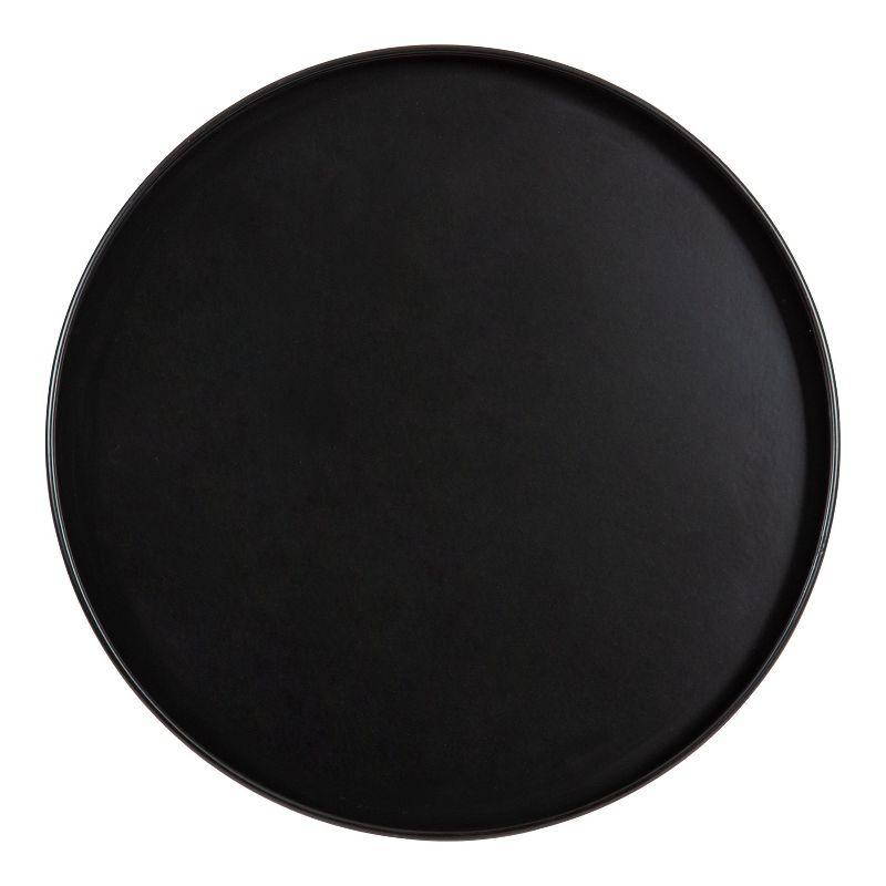Kate and Laurel Tira Round Metal Side Table, 14x14x24, Black and Walnut Brown