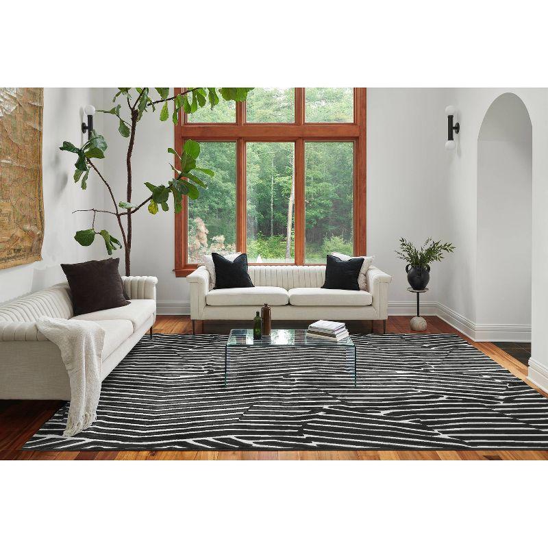 Momeni 2'3"x7'6" Xander Everly Machine Loomed Runner Rug Black: Geometric Pattern, Indoor, Low Pile, Polyester & Polypropylene