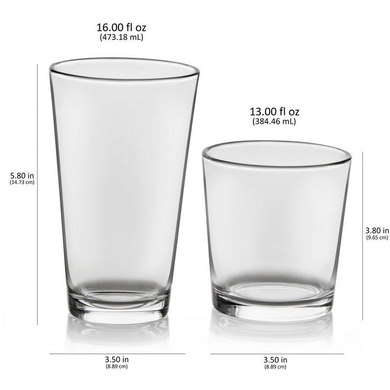 Libbey Flare 16-Piece Clear Glass Tumbler and Rocks Set