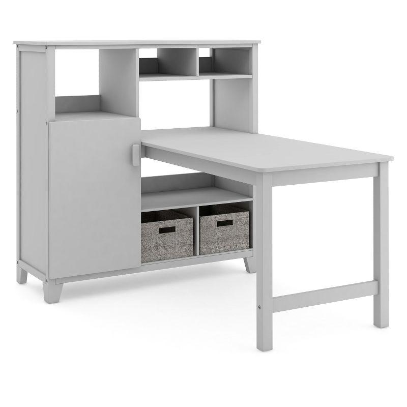 Martha Stewart Kids' Media System Desk and Chair Set: Children's Wooden Homeschool Study Table with Hutch Storage; Bedroom Furniture