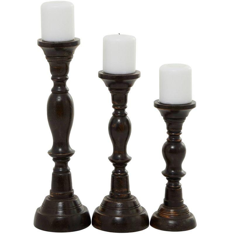 3 Piece Wood Tabletop Candlestick Set