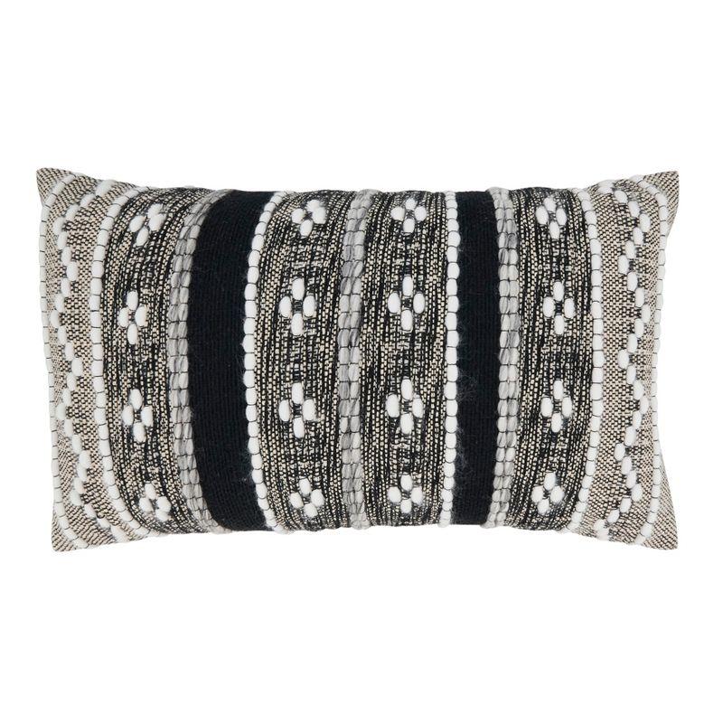 Black and White Rectangular Cotton Down Throw Pillow