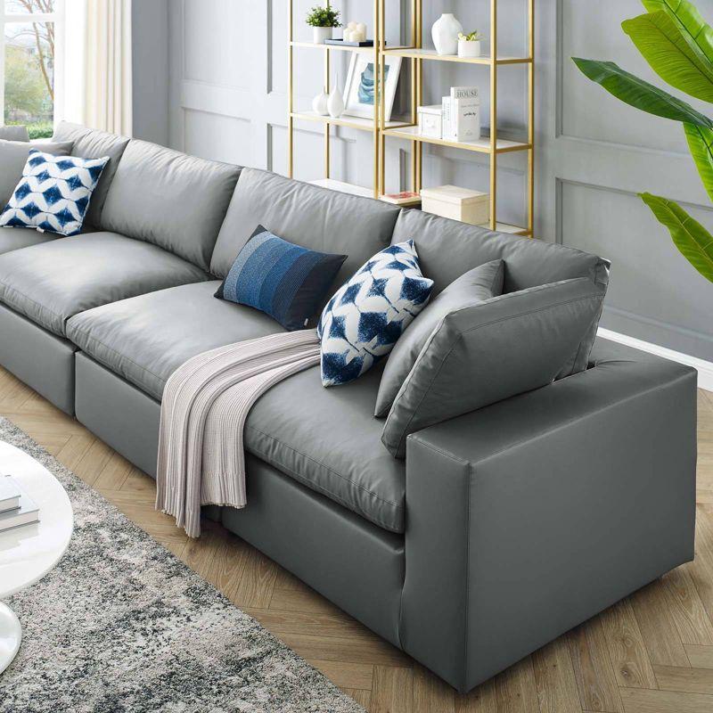 Modway Commix Down Filled Overstuffed Vegan Leather 4-Seater Sofa