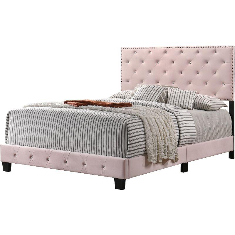 Passion Furniture Suffolk Pink Queen Panel Bed