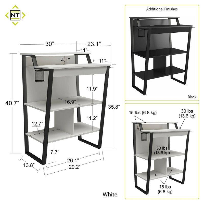 Arcade-Inspired Genesis Black Standing Gaming Desk with LED & Organizers