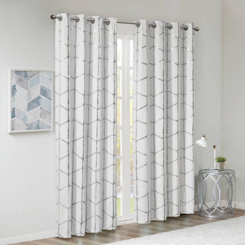 Raina Geometric Total Blackout Grommet Single Curtain Panel