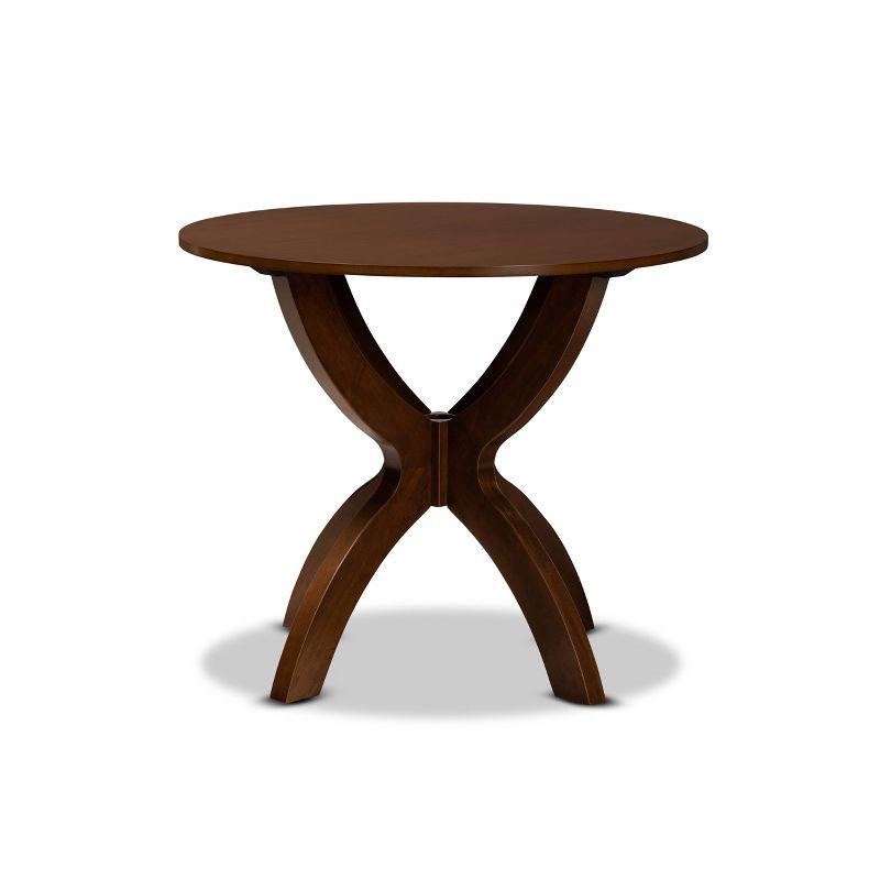 Contemporary Round Walnut Wood Dining Table for Four
