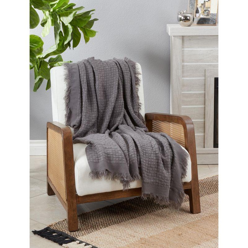 Saro Lifestyle Throw Blanket With Waffle Weave Design