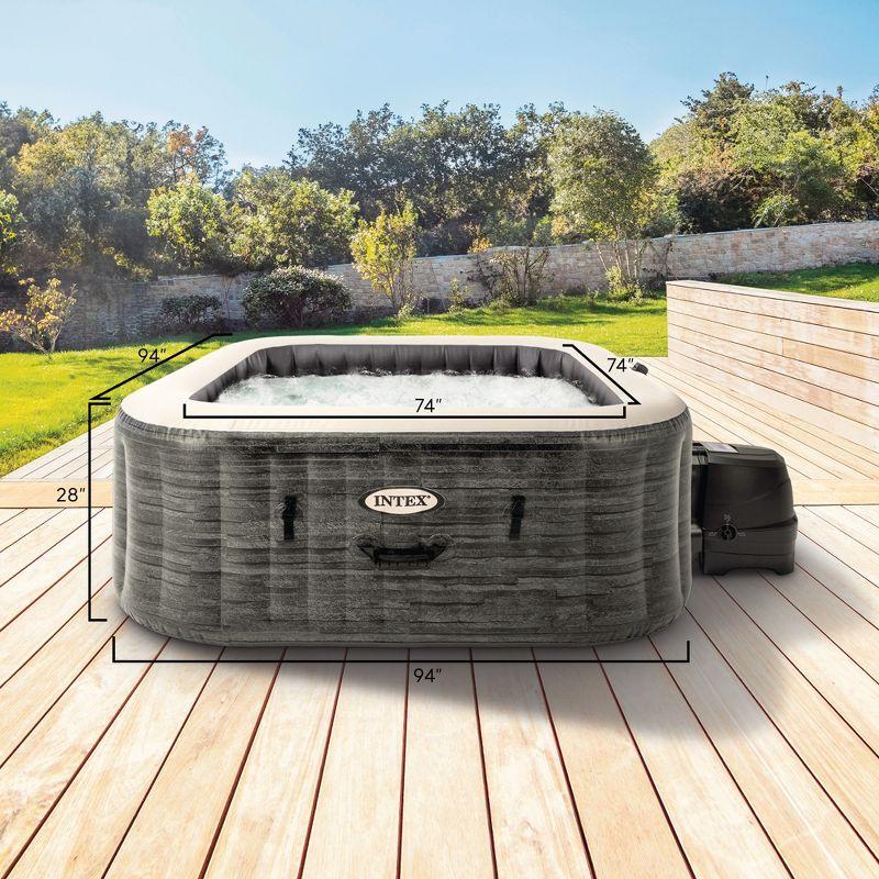 Intex PureSpa Plus Portable Inflatable Square Hot Tub Spa with 190 Bubble Jets and Built In Heater Pump