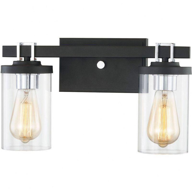 Charcoal and Chrome 2-Light Clear Glass Cylinder Vanity