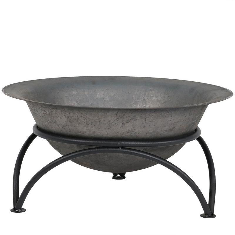 23.5" Round Wood-Burning Dark Gray Finish Cast Iron Fire Pit Bowl and Stand