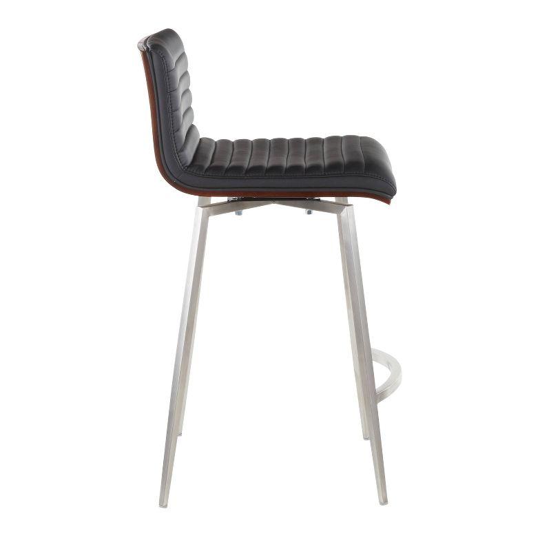 LumiSource Set of 2 Mason Contemporary Swivel Counter Height Barstools Black: Faux Leather, Steel Legs, Fixed 26" Seat Height