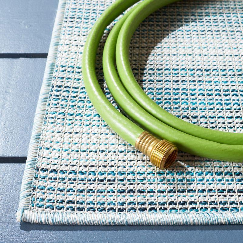 Hampton HTN231 Power Loomed Indoor/Outdoor Area Rug - Aqua/Ivory - 8'x10' - Safavieh.