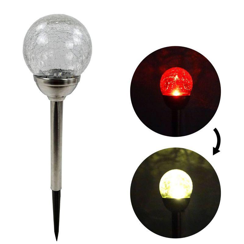 15"H Solar Glass Ball Color Changing LED Lights (Set of 4)